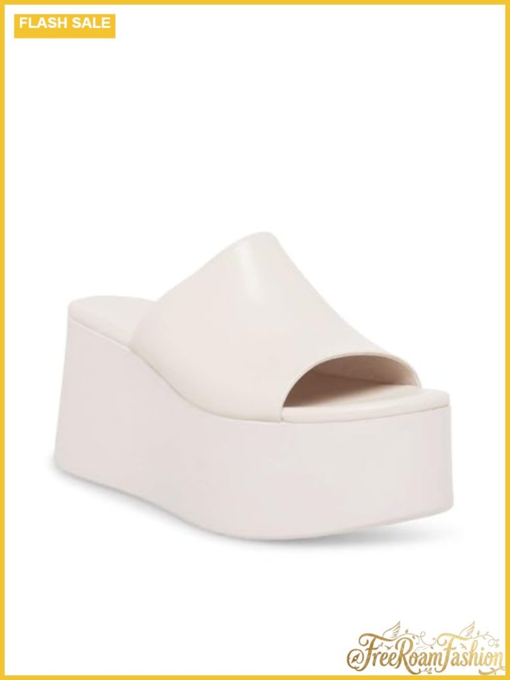 Womens Platform Wedge Sandals Peep Toe Slip On Slides 3 Inch Heel